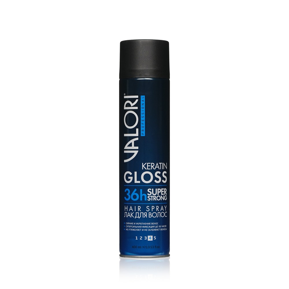 Лак для волос Valori Professional " Keratin Gloss " суперсильная фиксация (4) 400мл. Фото 1.