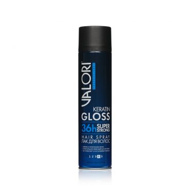 Лак для волос Valori Professional " Keratin Gloss " суперсильная фиксация (4) 400мл.