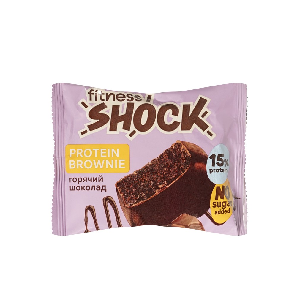 Изделие кондитерское глазированное Брауни Горячий шоколад Fitness SHOK Protein Brownie 50г. Фото 1.