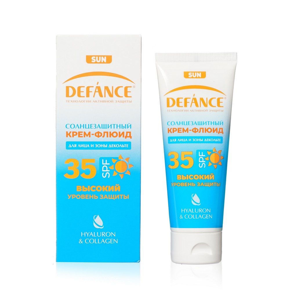 Солнцезащитный крем - флюид для лица и зоны декольте Defance Sun SPF 35 75мл. Фото 1.