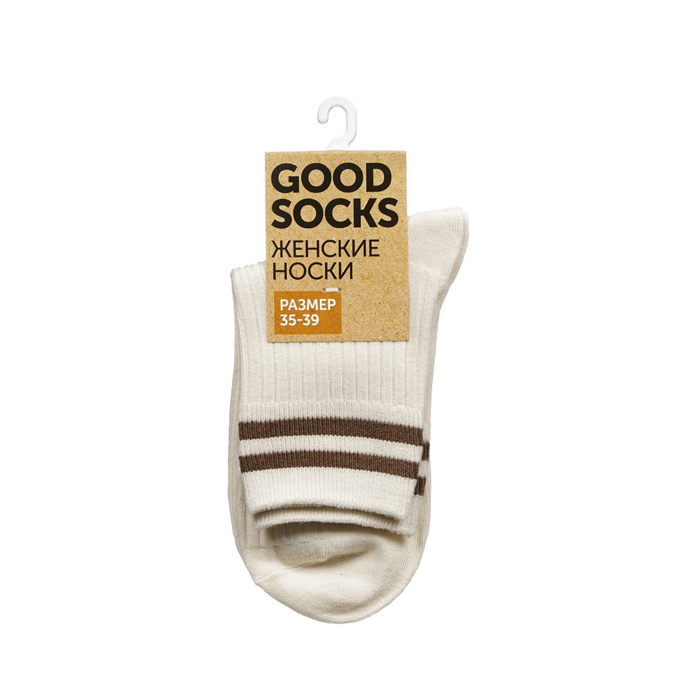 Женские однотонные носки Good Socks Лапша/Полоски Бежевый р.35-39