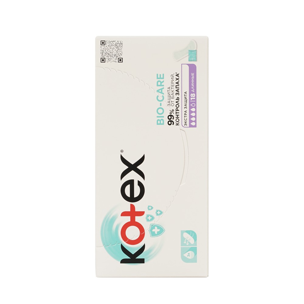 Ежедневные прокладки Kotex Bio-Care экстра защита 18шт. Фото 4.