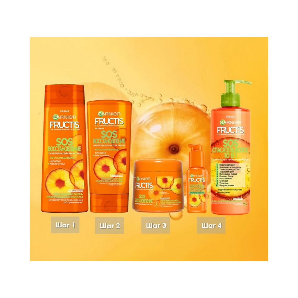 Крем для волос Garnier Fructis SOS спасатель волос 10 в 1 для очень поврежденных волос 400мл. Фото 5.