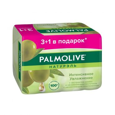 Туалетное мыло Palmolive Натурэль " Интенсивное увлажнение " с с экстрактом оливы и увлажняющим молочком 4*90г.