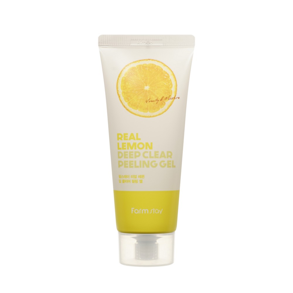 Отшелушивающий гель - скатка для лица с экстрактом лимона FarmStay Real Lemon Deep Clear Peeling Gel 100мл. Фото 5.