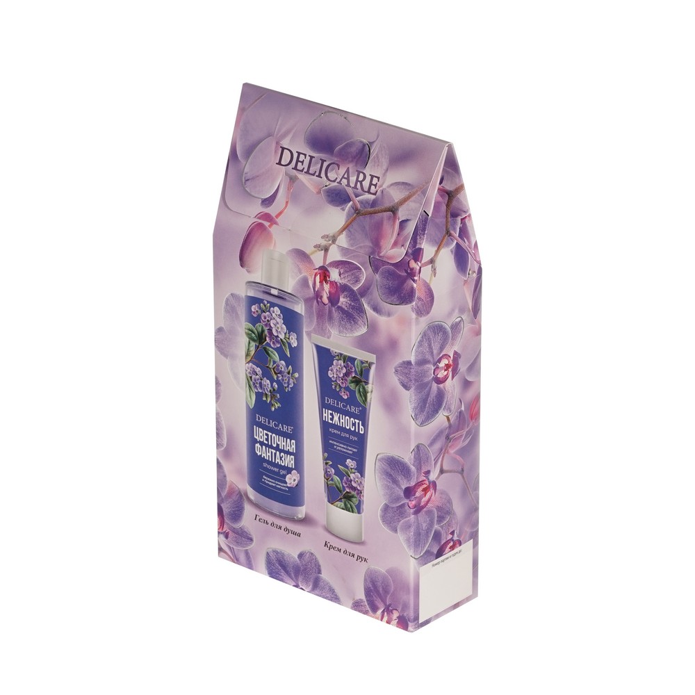 Женский подарочный набор Delicare Магия Утра ( гель для душа Цветочная фантазия 250мл + крем для рук Цветочная фантазия 75мл ). Фото 3.