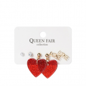 Серьги Queen Fair LOVE, сердечки цветные в золоте 3 пары.