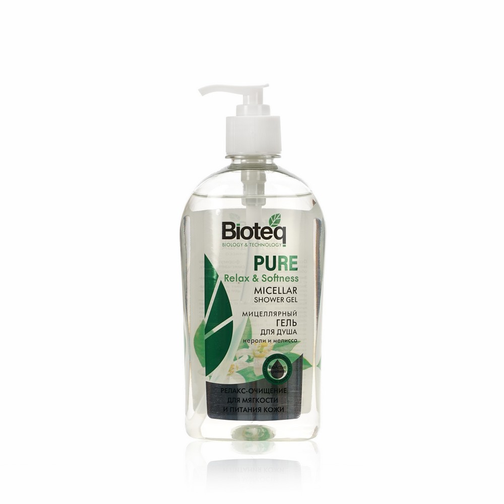 Мицеллярный гель для душа Bioteq Pure " Relax & Softness " с экстрактом нероли и мелиссы 500мл. Фото 1.
