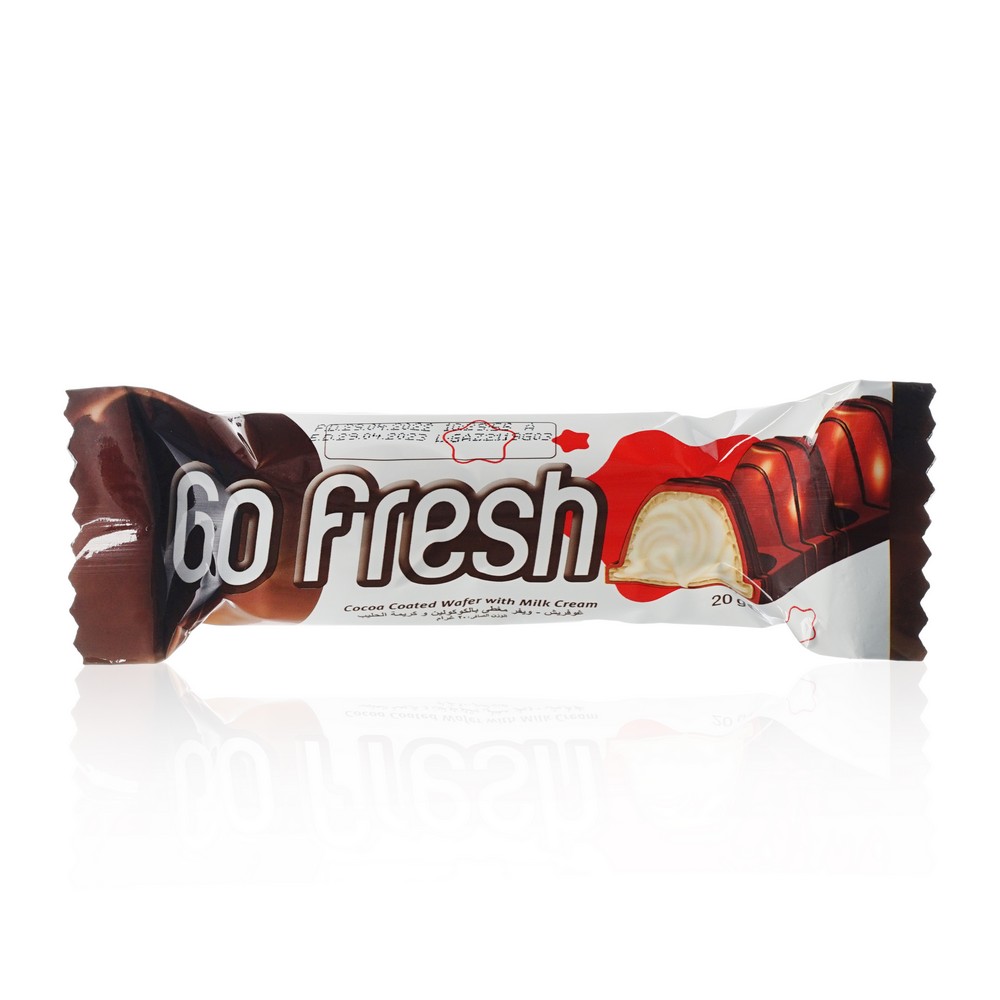 Вафля Go Fresh Milky с молочной начинкой, покрытая шоколадом 20г. Фото 1.