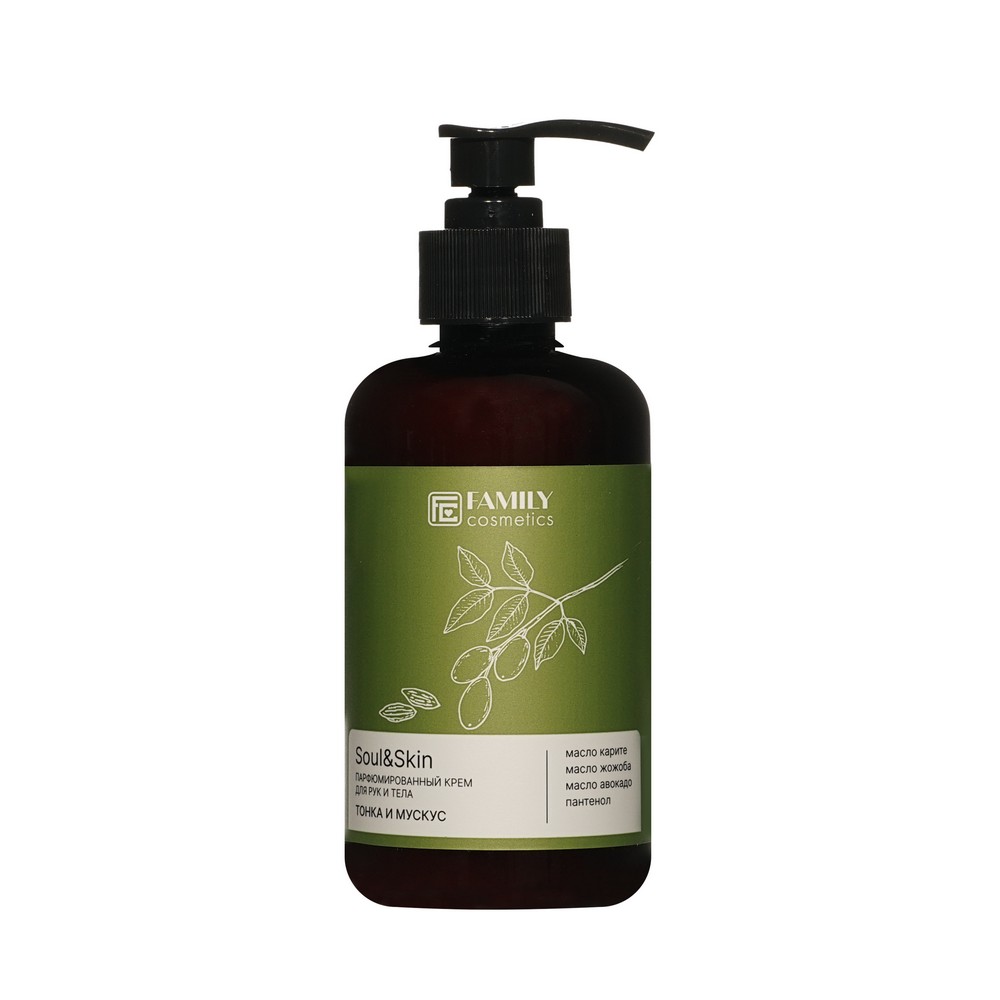 Парфюмированный крем для рук и тела Family Cosmetics Soul&Skin тонка и мускус 285мл. Фото 1.
