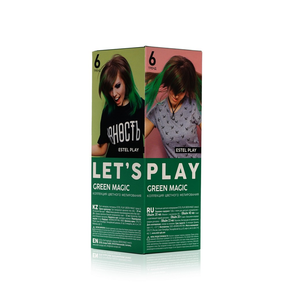 Краска для волос Estel Play " Коллекция цветного мелирования " 6 , Green Magic. Фото 2.