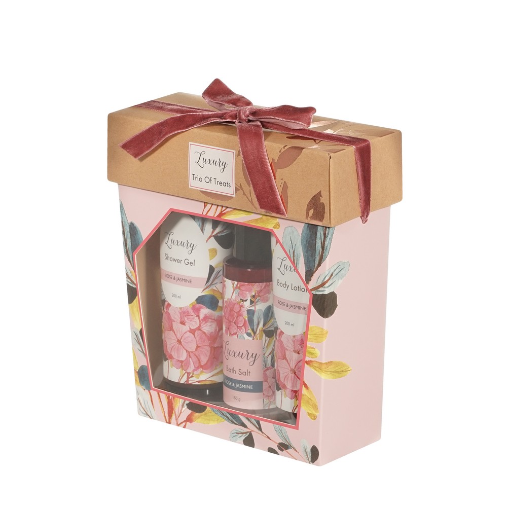 Женский подарочный набор Luxury ( гель для душа 200мл + лосьон для тела 200мл + соль для ванны 150г ) в ассортименте. Фото 2.