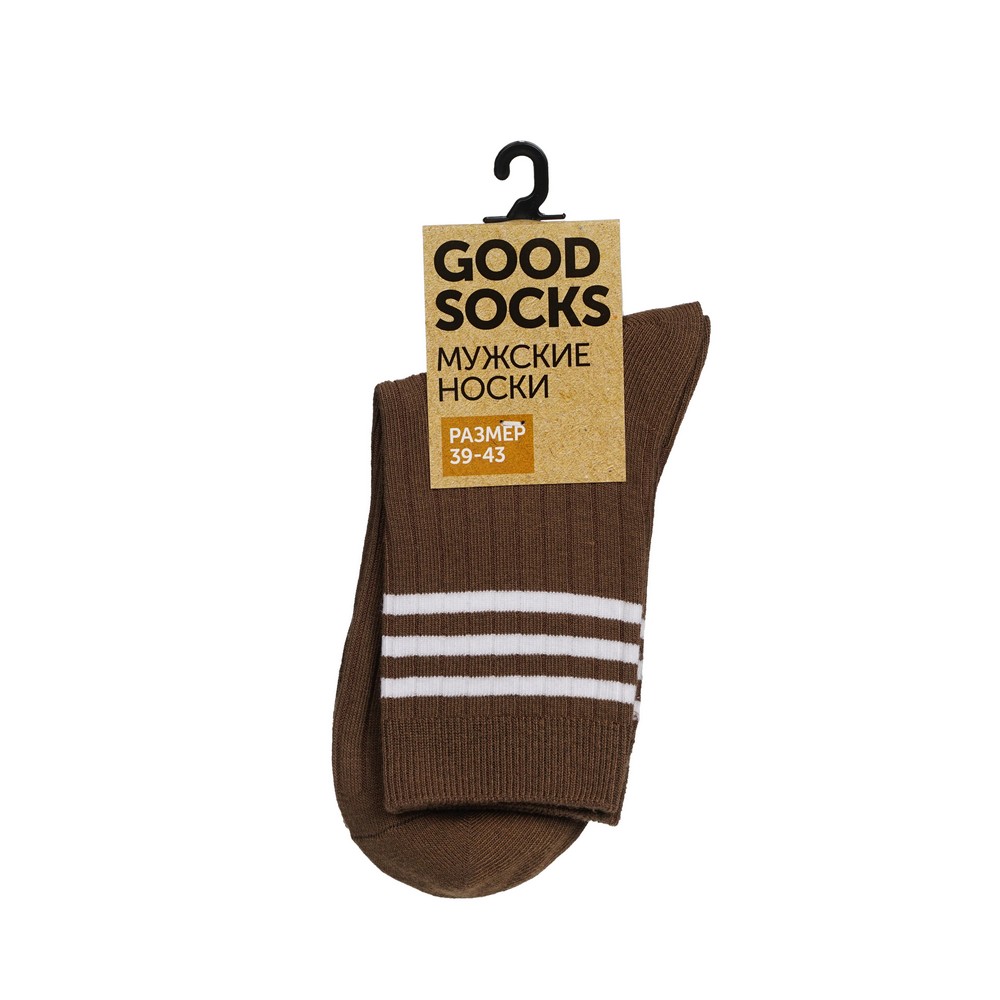 Мужские однотонные носки Good Socks Лапша/Полоски Коричневый р.39-43. Фото 1.