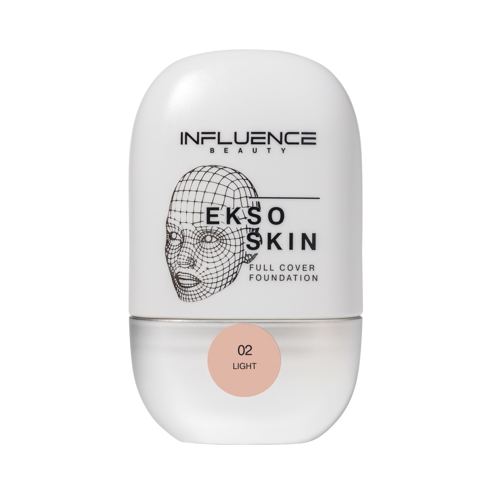 Тональная основа для лица с высокой степенью покрытия Influence Beauty Ekso Skin 02 25мл. Фото 1.