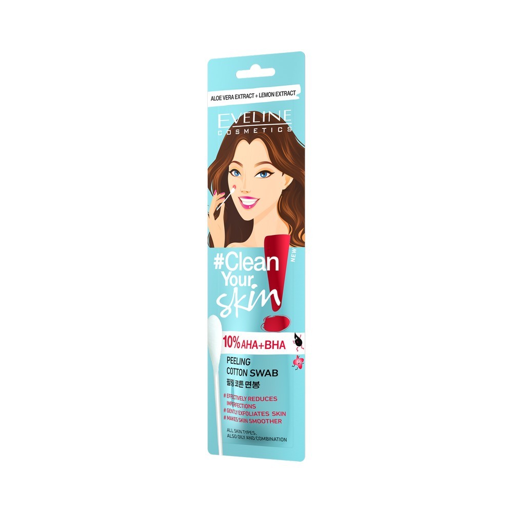 Ватная палочка пилинг для лица Eveline Clean Your Skin 10% AHA&BHA. Фото 2.