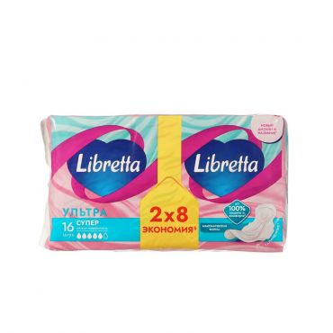 Женские прокладки с мягкой поверхностью Libretta ультра Супер 16шт.