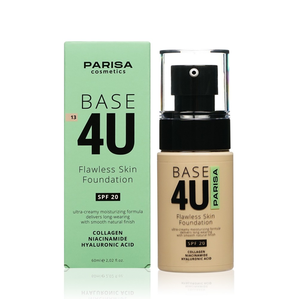 Тональный крем для лица Parisa Cosmetics Base 4U 13 Натуральный 60мл. Фото 1.