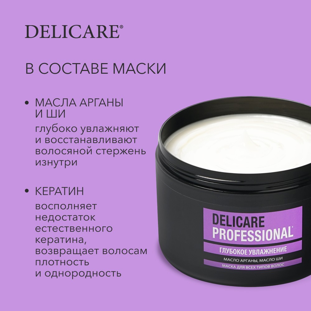 Маска для волос Delicare Professional для всех типов волос 500мл. Фото 8.