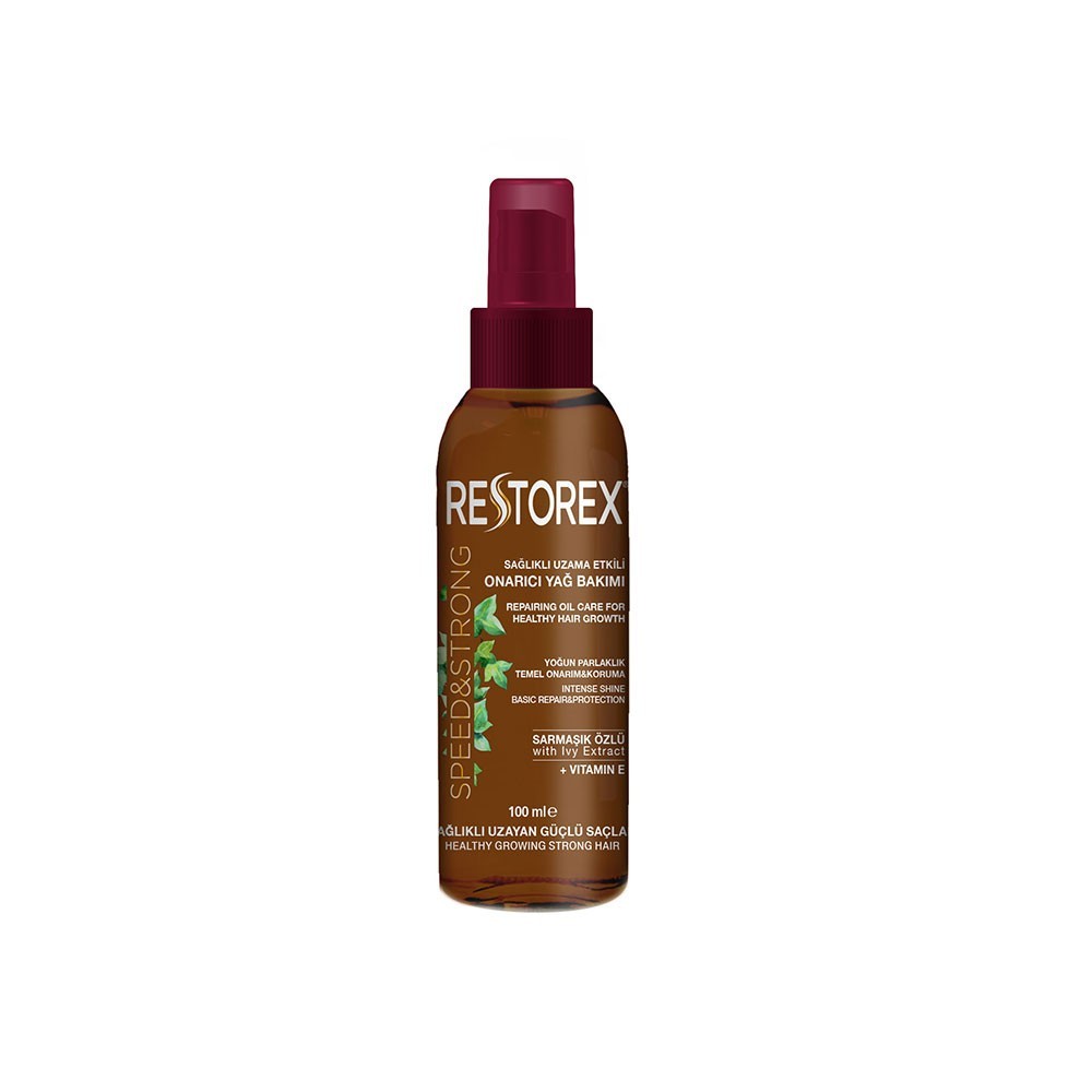 Восстанавливающее масло для волос Restorex Speed & Strong с экстрактом плюща и витамином Е 100мл. Фото 1.