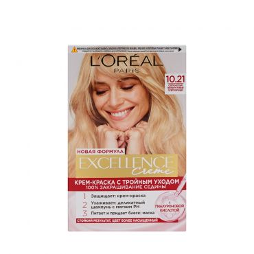 Крем - краска L'Oreal Paris EXCELLENCE Creme стойкая для волос 10.21 Светло-светло-русый перламутровый осветляющий.