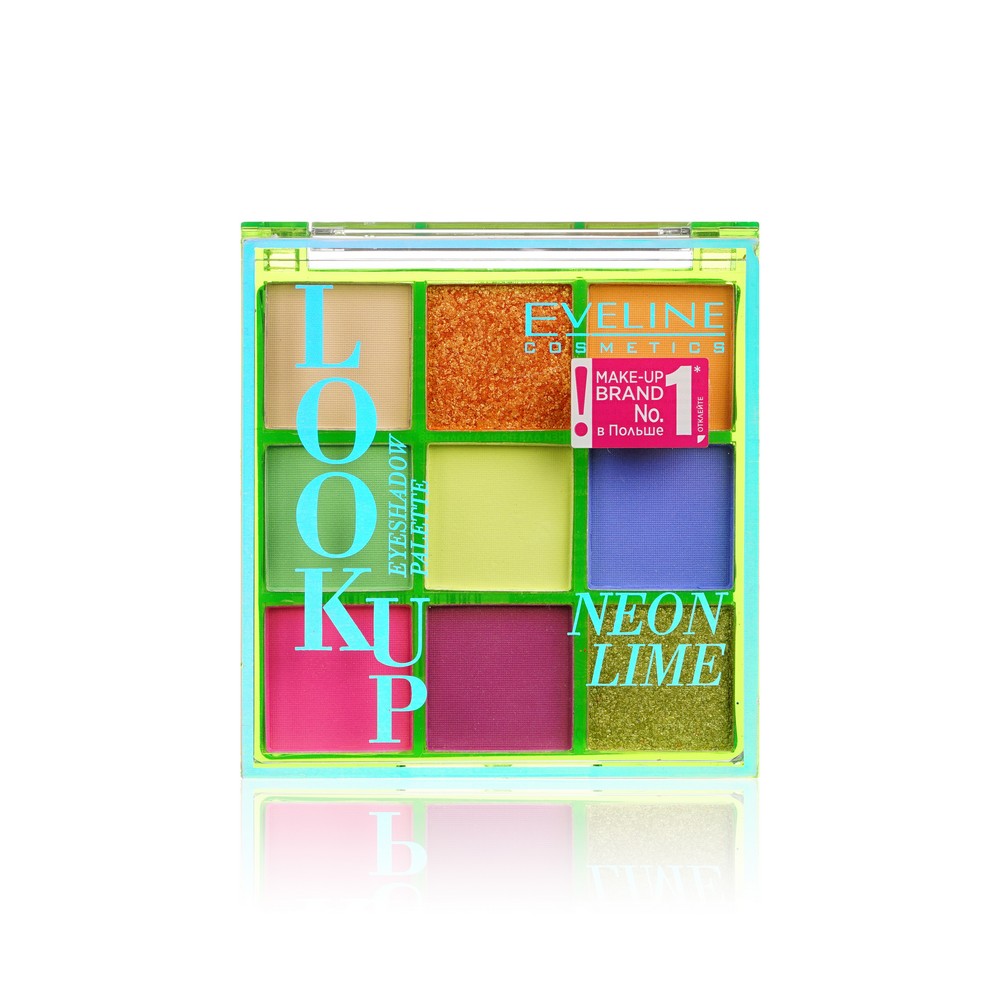 Палетка теней для век Eveline Look Up Neon Lime 9 цветов 10,8г. Фото 1.