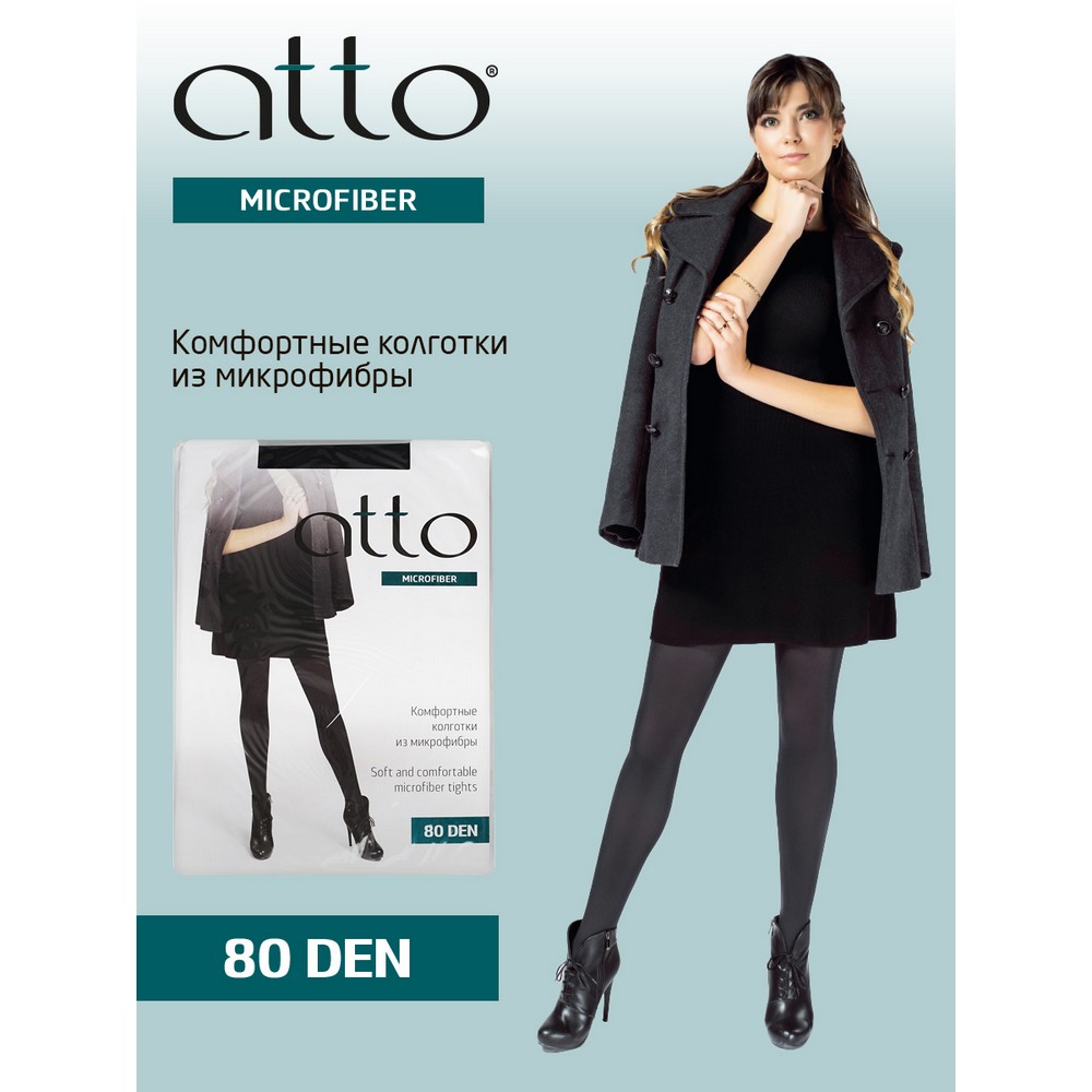 Женские колготки Atto Velour из микрофибры 80den черные 4 размер. Фото 2.