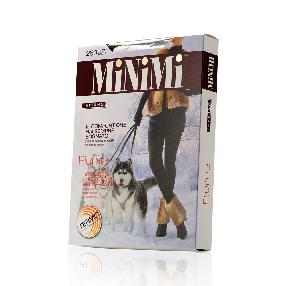 Женские колготки из микрофибры Minimi Piuma Maxi 260den Nero 6 размер. Фото 1.