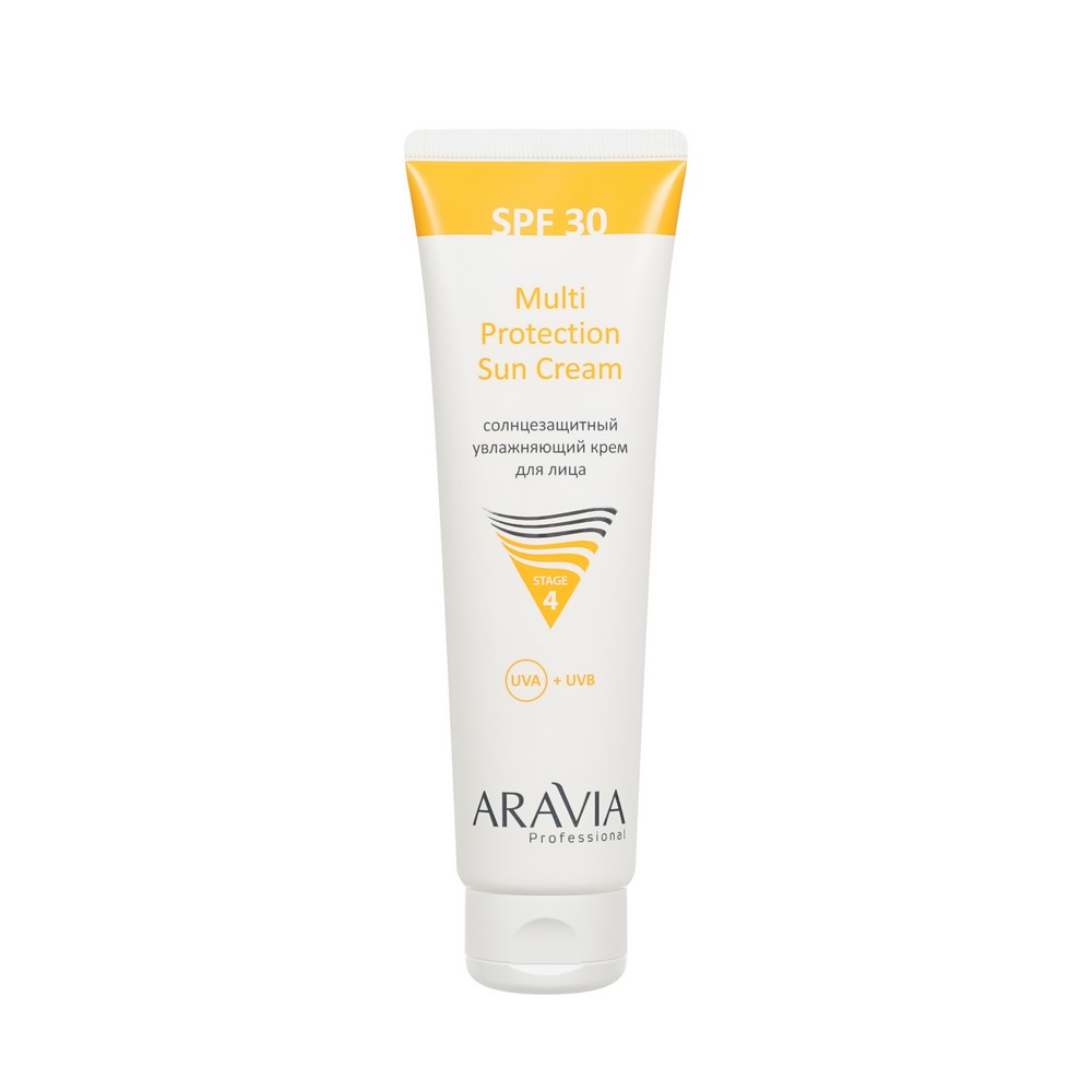 Солнцезащитный увлажняющий крем для лица Aravia Professional Multi Protection Sun Cream SPF 30 100мл. Фото 2.