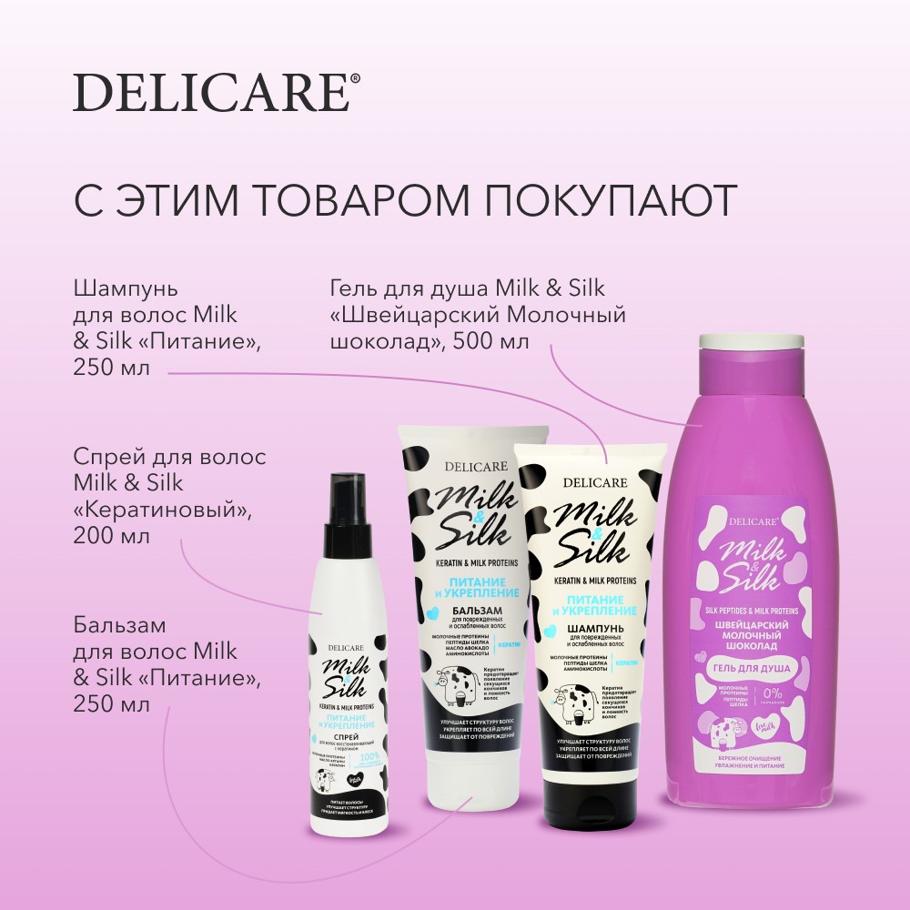 Гель для душа Delicare Milk & Silk " Швейцарский молочный шоколад " 500мл. Фото 9.