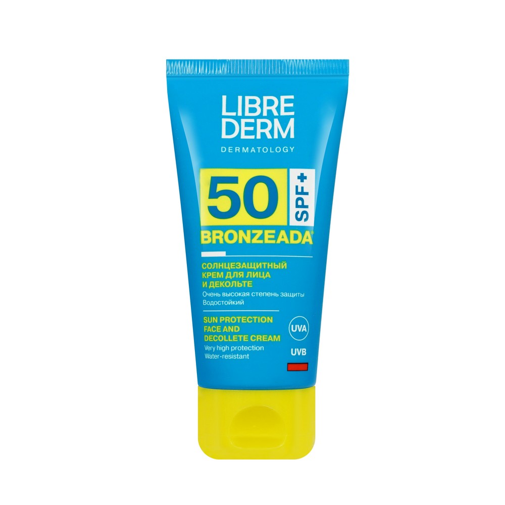 Солнцезащитный крем для лица и зоны декольте Librederm Bronzeada SPF 50 50мл. Фото 2.