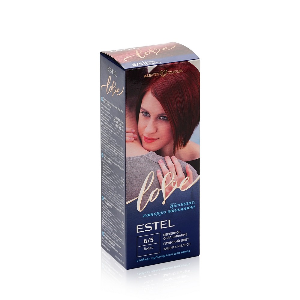 Стойкая крем - краска для волос Estel Love 6/5 Бордо. Фото 1.