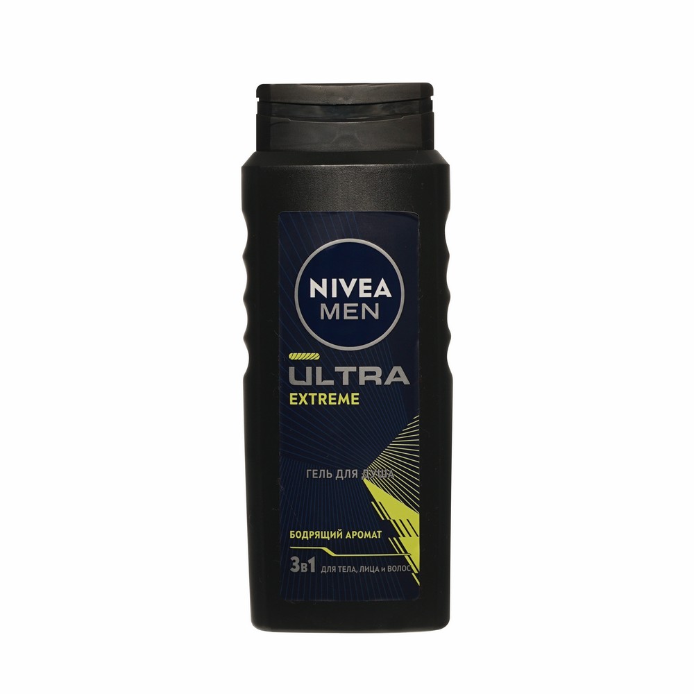 Мужской гель для душа 3 в 1 NIVEA Men Ultra Extreme 500мл. Фото 1.