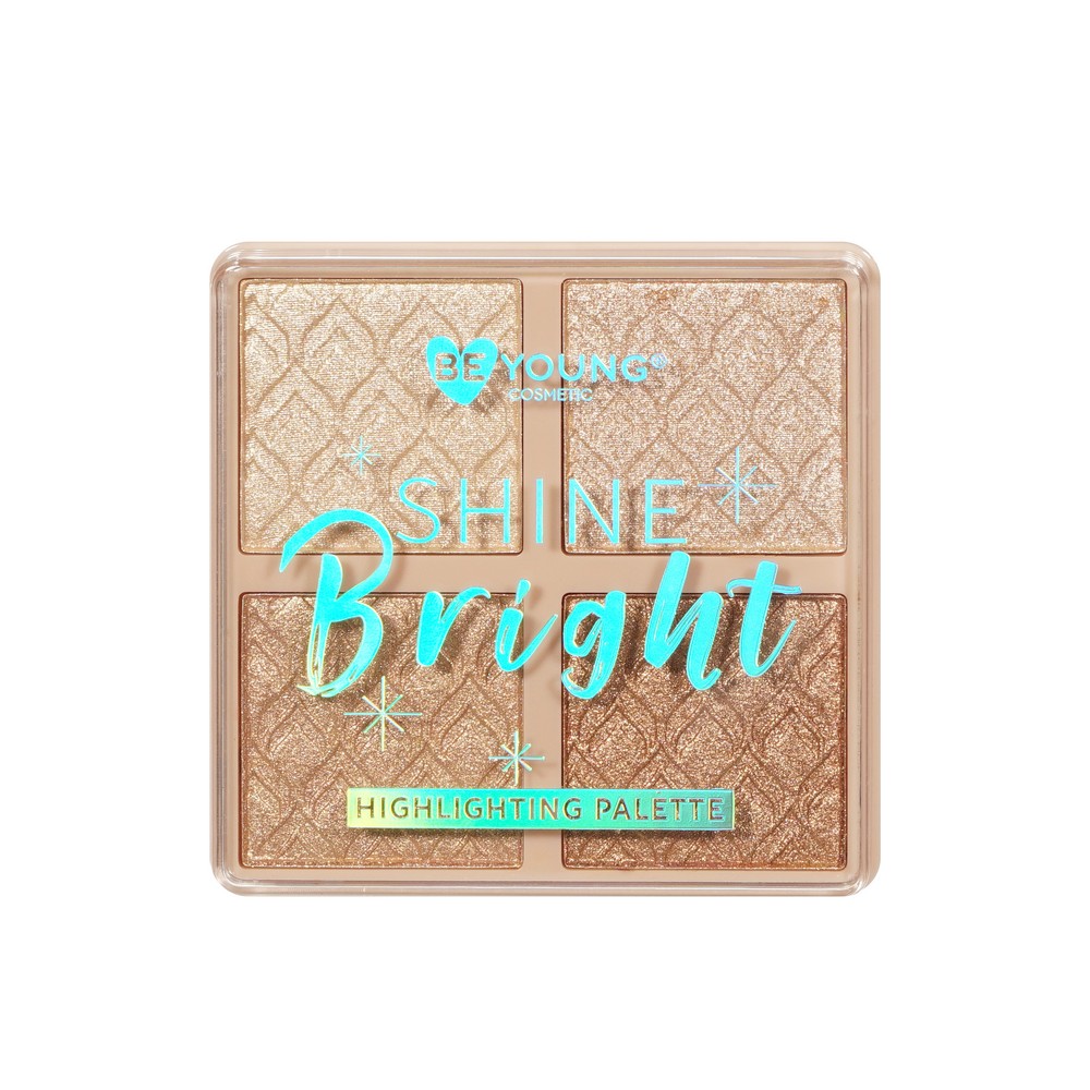 Палетка хайлайтеров для лица BeYoung Shine bright 4 оттенка 01 12г. Фото 1.