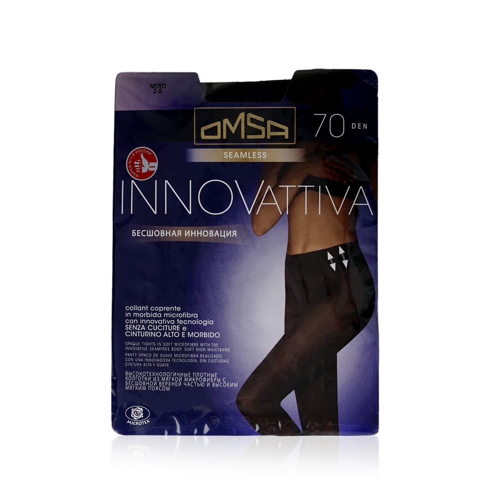 Женские бесшовные колготки Omsa Innovativa 70den Nero 2 размер. Фото 1.