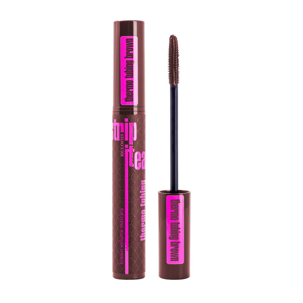 Объёмная тушь для ресниц Relouis Strip it Easy Thermo tubing brown volume mascara коричневая 9мл. Фото 1.