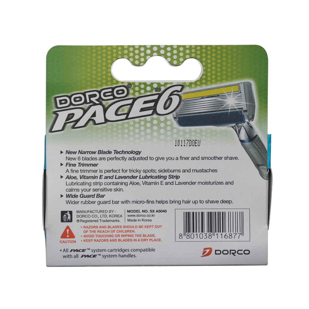 Кассеты для станка Dorco Pace 6 Plus с триммером 4шт. Фото 2.
