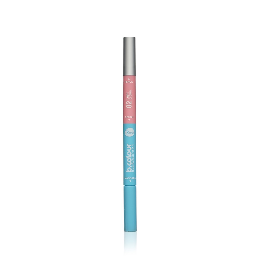 Мультифункциональный карандаш для бровей 7 days b.colour Brow Perfector 3 в 1 02 , Light Brown , 1,5г. Фото 1.