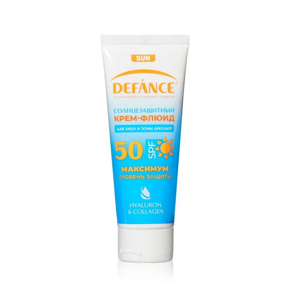 Солнцезащитный крем - флюид для лица и зоны декольте Defance Sun SPF 50 75мл. Фото 2.