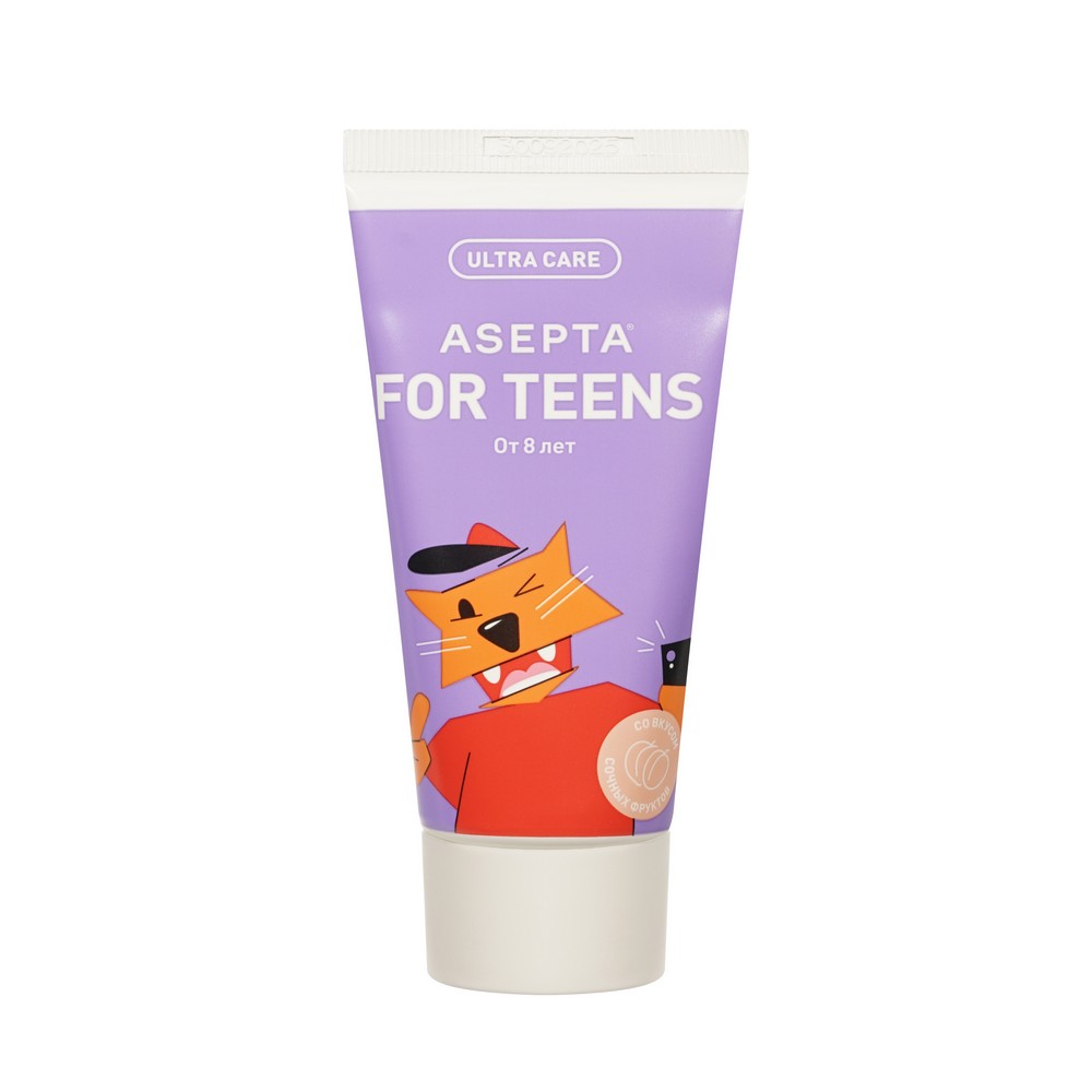 Детская зубная паста с фторидом Асепта For Teens Сочные фрукты от 8 лет 50мл. Фото 5.