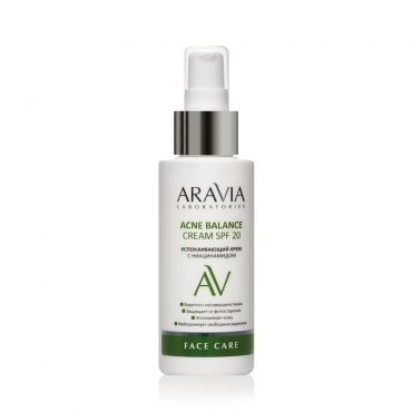 Успокаивающий крем для лица Aravia Laboratories Acne Balance SPF 20 с ниацинамидом 100мл.