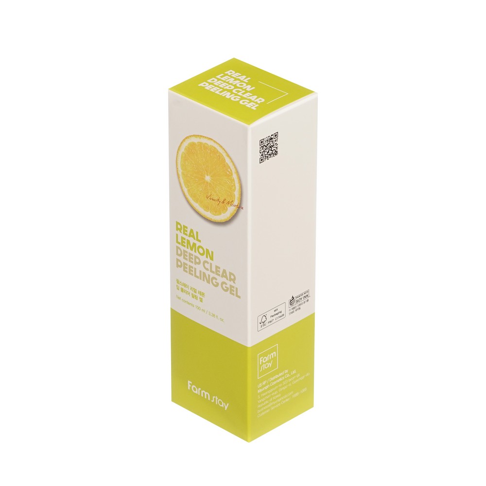 Отшелушивающий гель - скатка для лица с экстрактом лимона FarmStay Real Lemon Deep Clear Peeling Gel 100мл. Фото 2.