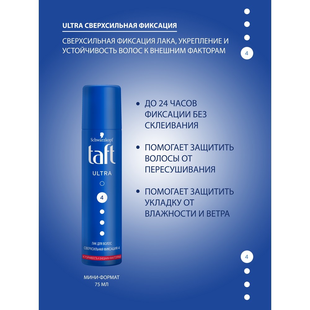 Лак для укладки волос Taft Ultra Сверхсильная фиксация (4) 75мл. Фото 6.