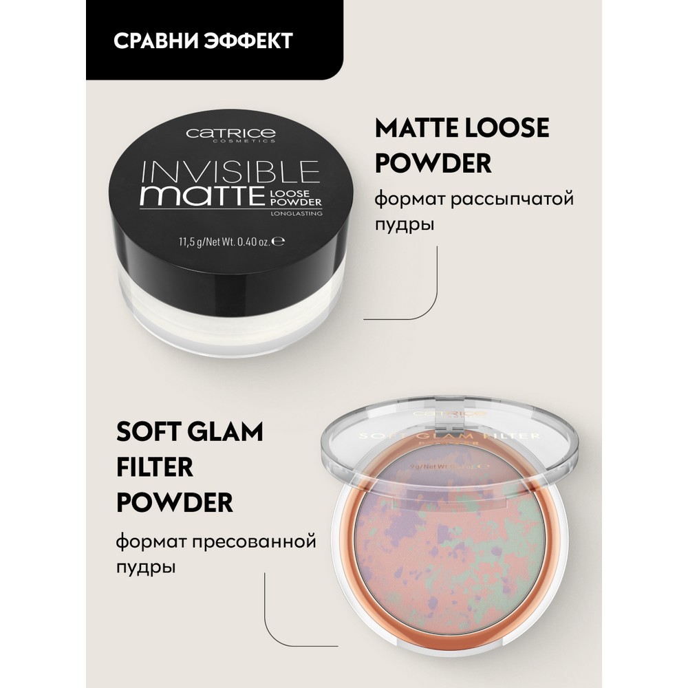 Рассыпчатая пудра для лица Catrice Invisible Matt Loose powder 001 11,5г. Фото 5.