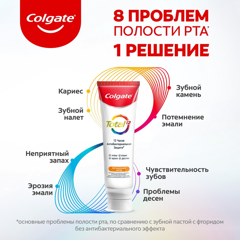 Зубная паста Colgate total 12 " Витаминный заряд " 100мл. Фото 9.