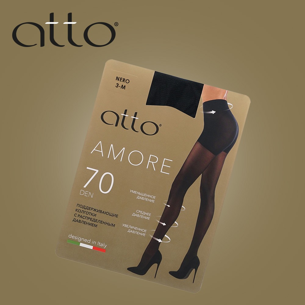 Женские поддерживающие колготки Atto Amore 70den Nero 3 размер. Фото 9.