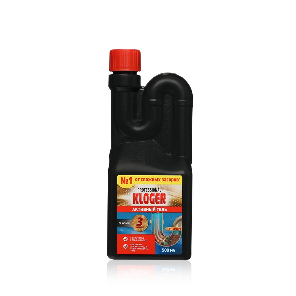 Активный гель для устранения сложных засоров Kloger Professional 0,5л. Фото 1.