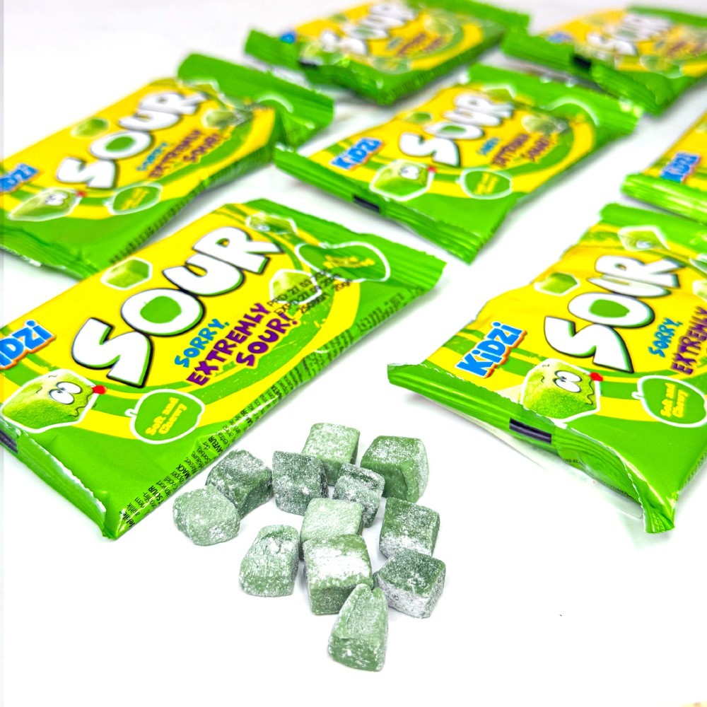 Кислые лукум конфетки со вкусом яблока Kidzi 20г. Фото 3.