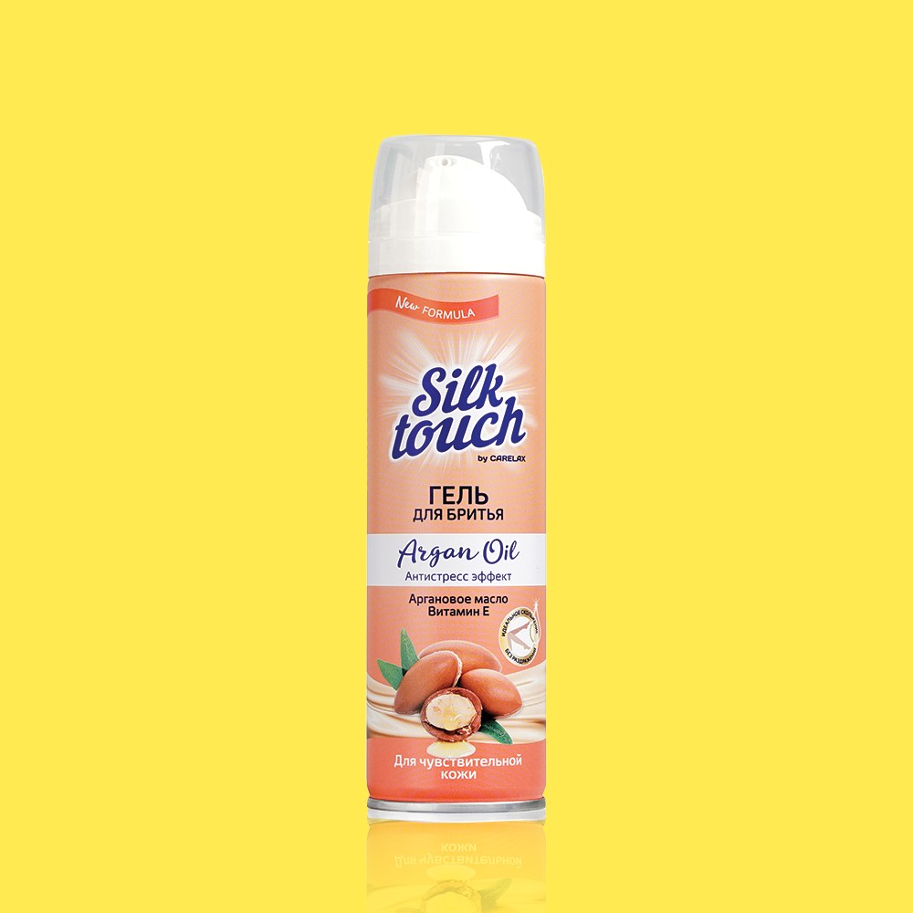 Гель для бритья Carelax Silk Touch " аргановое масло " для чувствительной кожи 200мл. Фото 1.