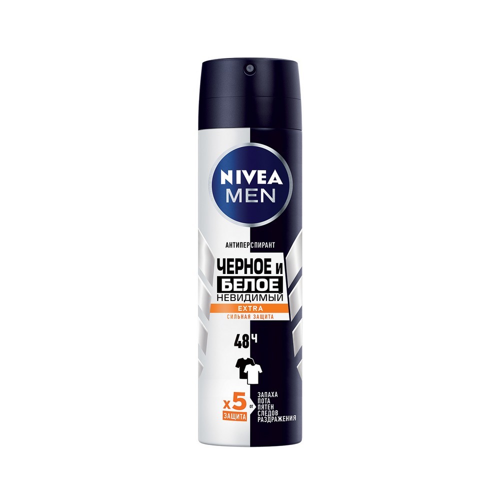 Мужской дезодорант - антиперспирант NIVEA Men Черное и белое Невидимый Extra 150мл