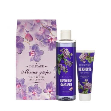 Женский подарочный набор Delicare Магия Утра ( гель для душа Цветочная фантазия 250мл + крем для рук Цветочная фантазия 75мл ).